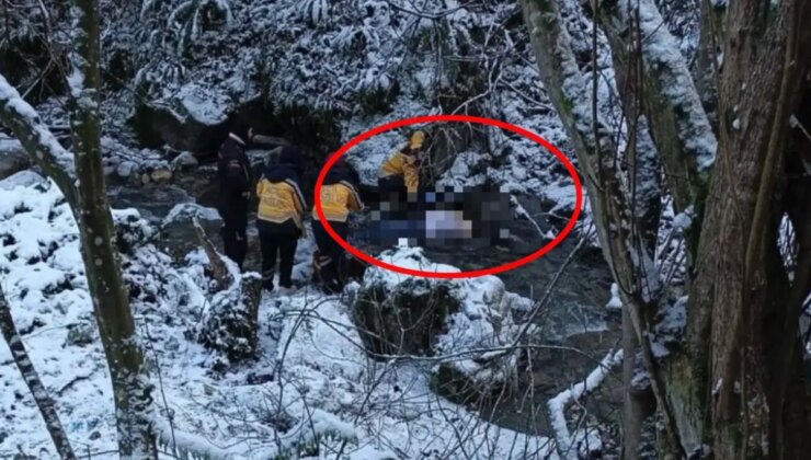 Deredeki otomobile 20 metre mesafede cesedi bulundu