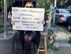 Ünlü oyuncu çareyi pankart açmakta buldu: Dört sene okudum, Altın Koza’m var